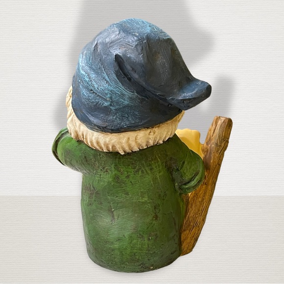 Vtg Dwarf with Ladder and Blue Hat Garden Gnome Statue Lawn Ornament Patio Décor - Picture 9 of 13